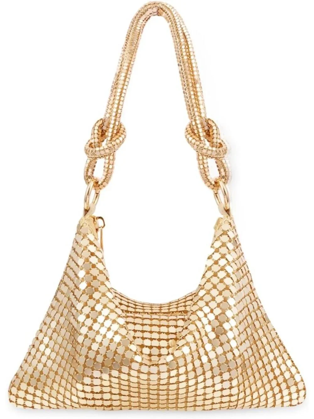 Women Gold Paillettes Rhinestone Mesh Clutch Evening Handbag Wedding Party Purse